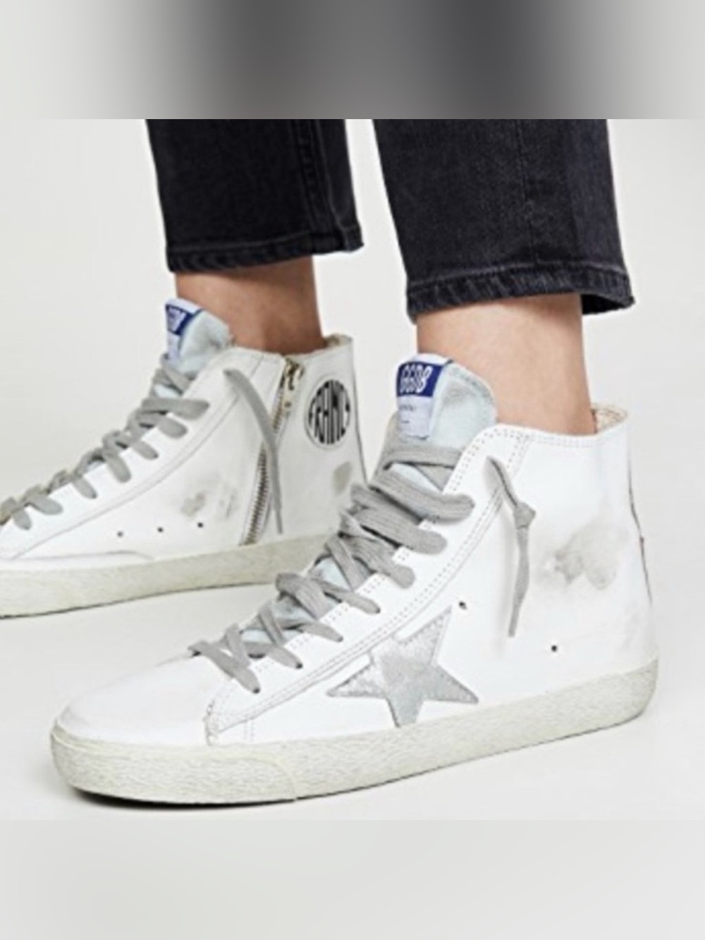 Golden Goose Sz 38 Francy White High-Top Sneakers